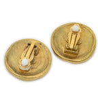 Pendientes CC Redondos Esmaltados a Presión Chapados en Oro Verde