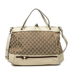 Shoulder Bag Large Web Mayfair Top Handle Beige Monogrammed Canvas