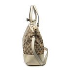 Shoulder Bag Large Web Mayfair Top Handle Beige Monogrammed Canvas