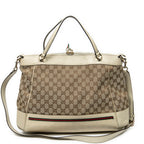 Shoulder Bag Large Web Mayfair Top Handle Beige Monogrammed Canvas