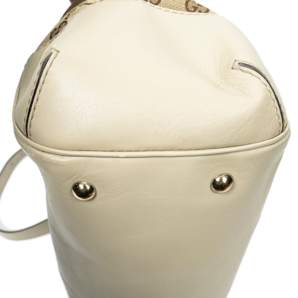 Shoulder Bag Large Web Mayfair Top Handle Beige Monogrammed Canvas