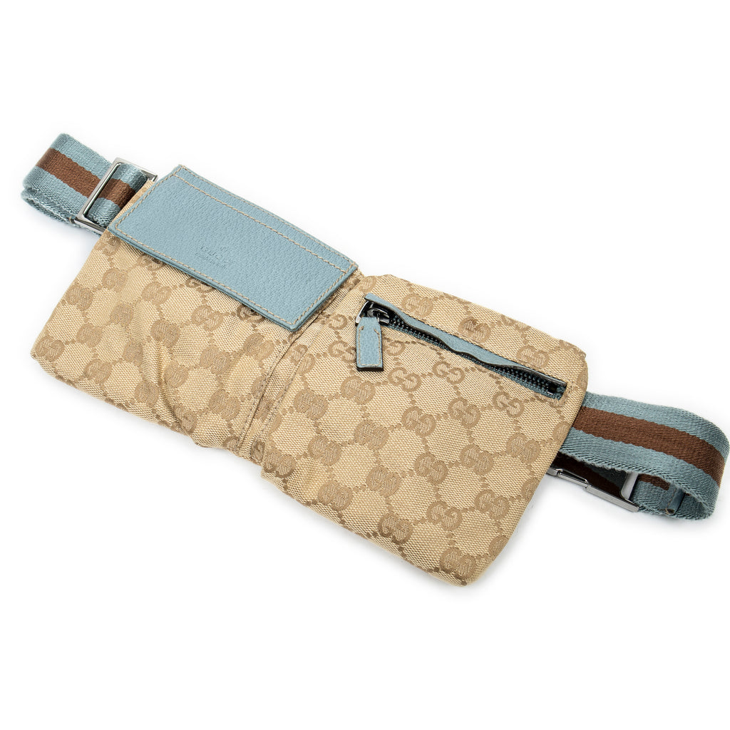 Waist Bag Mini Web Waist Pouch Beige Monogrammed Canvas