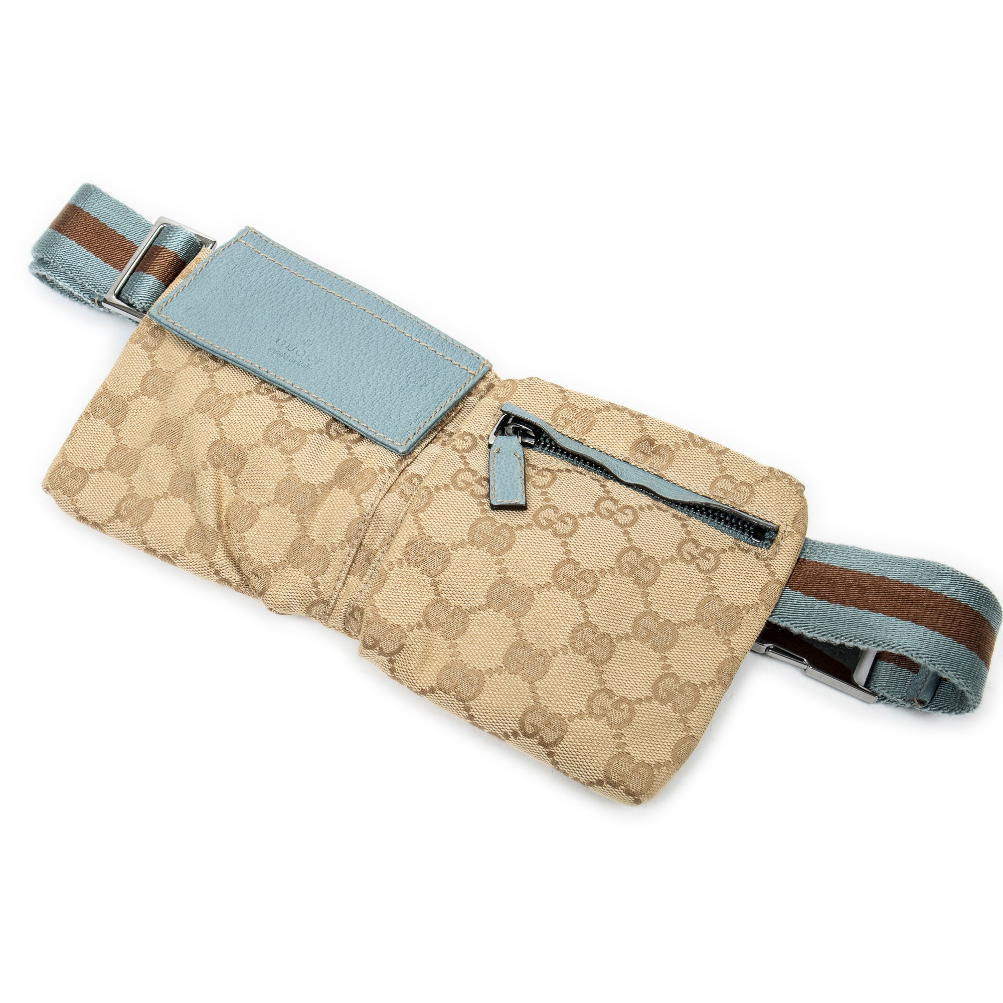 Waist Bag Mini Web Waist Pouch Beige Monogrammed Canvas