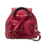 Backpack Medium Bamboo Tassel Backpack Raspberry Pink Grained Calfskin Leather