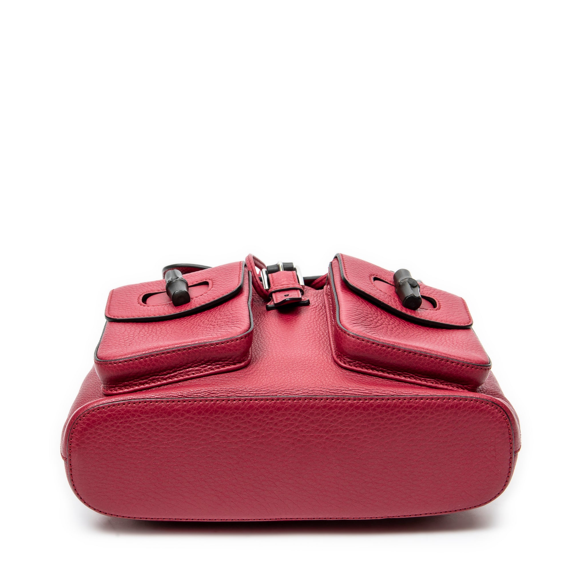 Backpack Medium Bamboo Tassel Backpack Raspberry Pink Grained Calfskin Leather