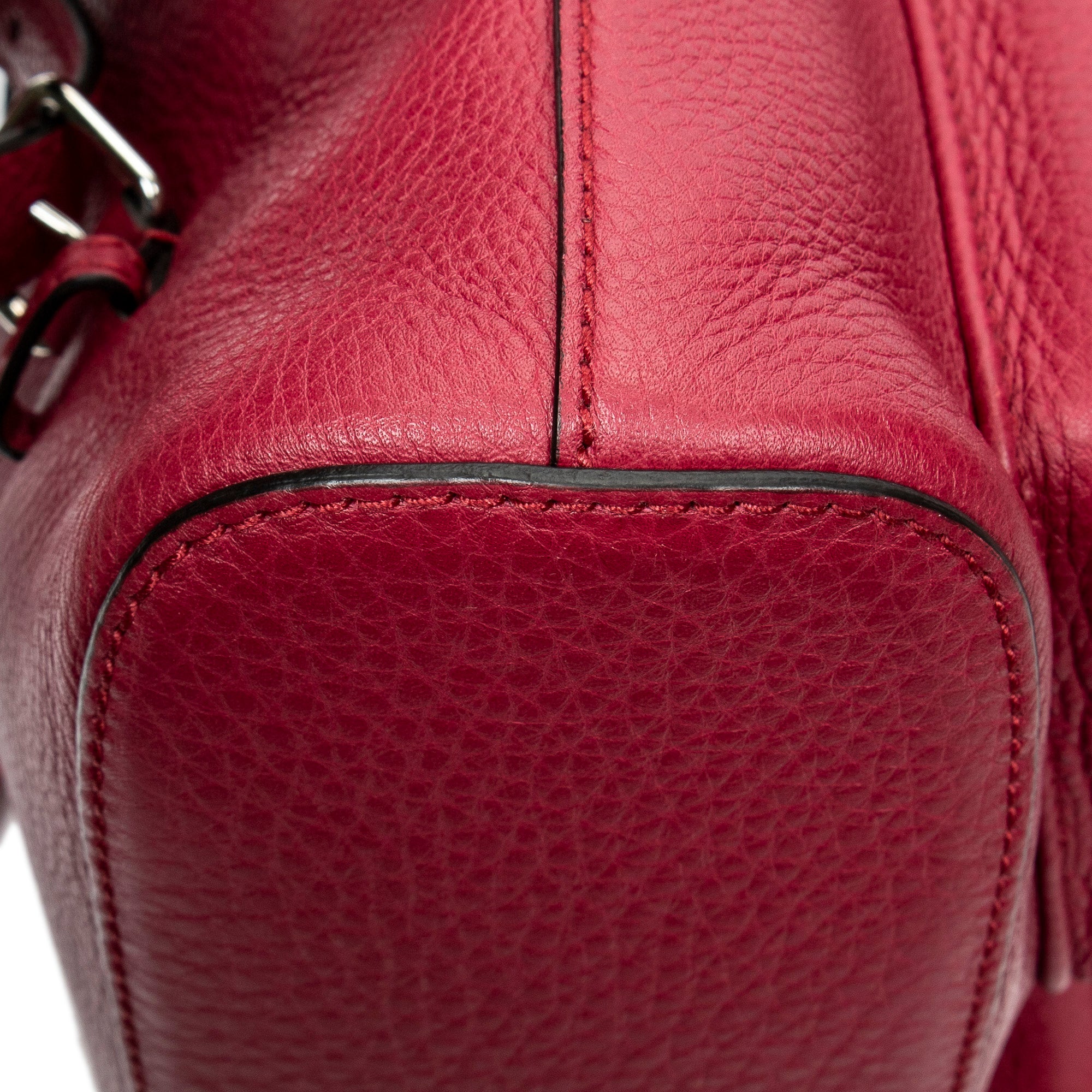 Backpack Medium Bamboo Tassel Backpack Raspberry Pink Grained Calfskin Leather