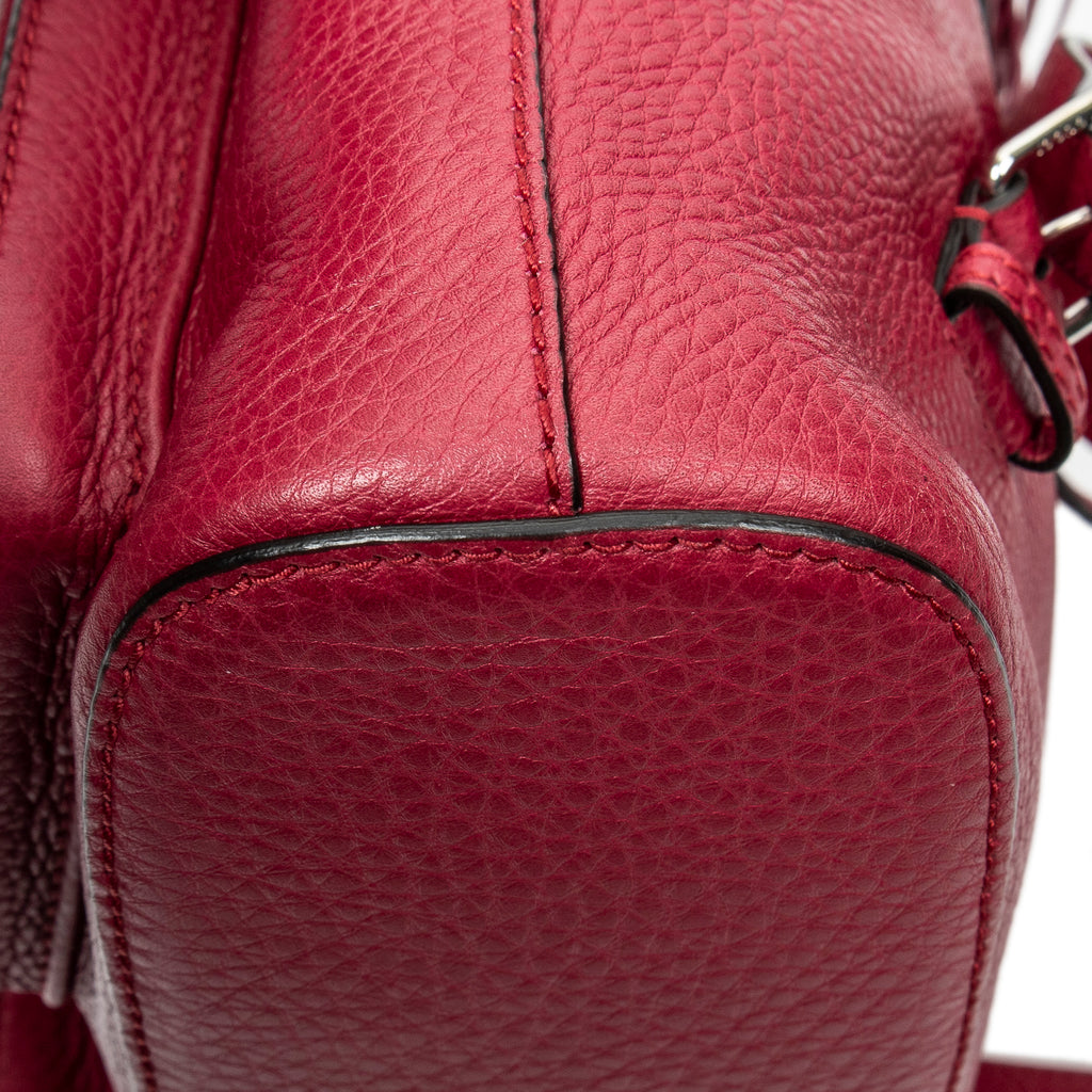 Backpack Medium Bamboo Tassel Backpack Raspberry Pink Grained Calfskin Leather