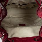 Backpack Medium Bamboo Tassel Backpack Raspberry Pink Grained Calfskin Leather