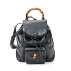 Backpack Mini Bamboo Backpack Navy Calfskin Leather