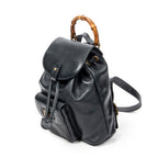 Backpack Mini Bamboo Backpack Navy Calfskin Leather