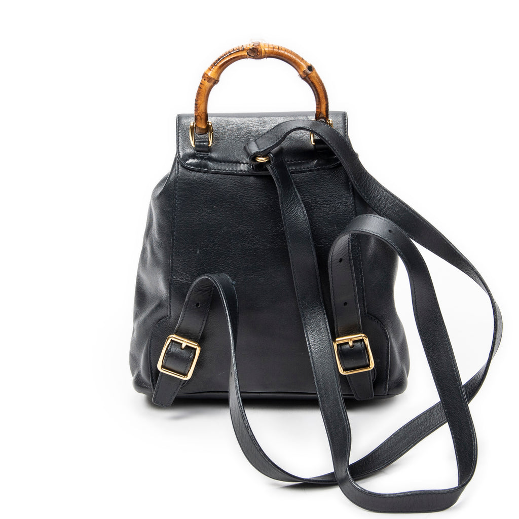 Backpack Mini Bamboo Backpack Navy Calfskin Leather