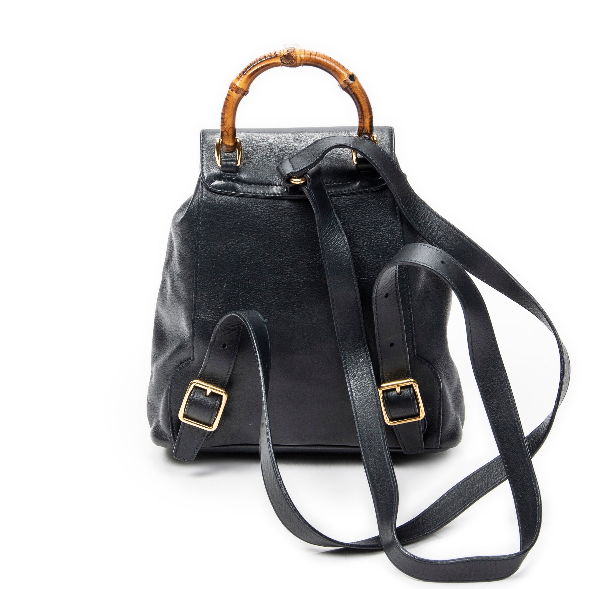 Backpack Mini Bamboo Backpack Navy Calfskin Leather