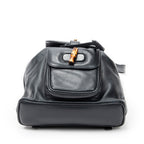 Backpack Mini Bamboo Backpack Navy Calfskin Leather