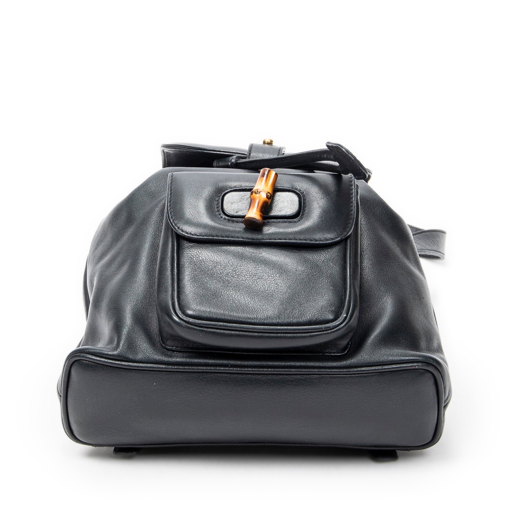 Backpack Mini Bamboo Backpack Navy Calfskin Leather