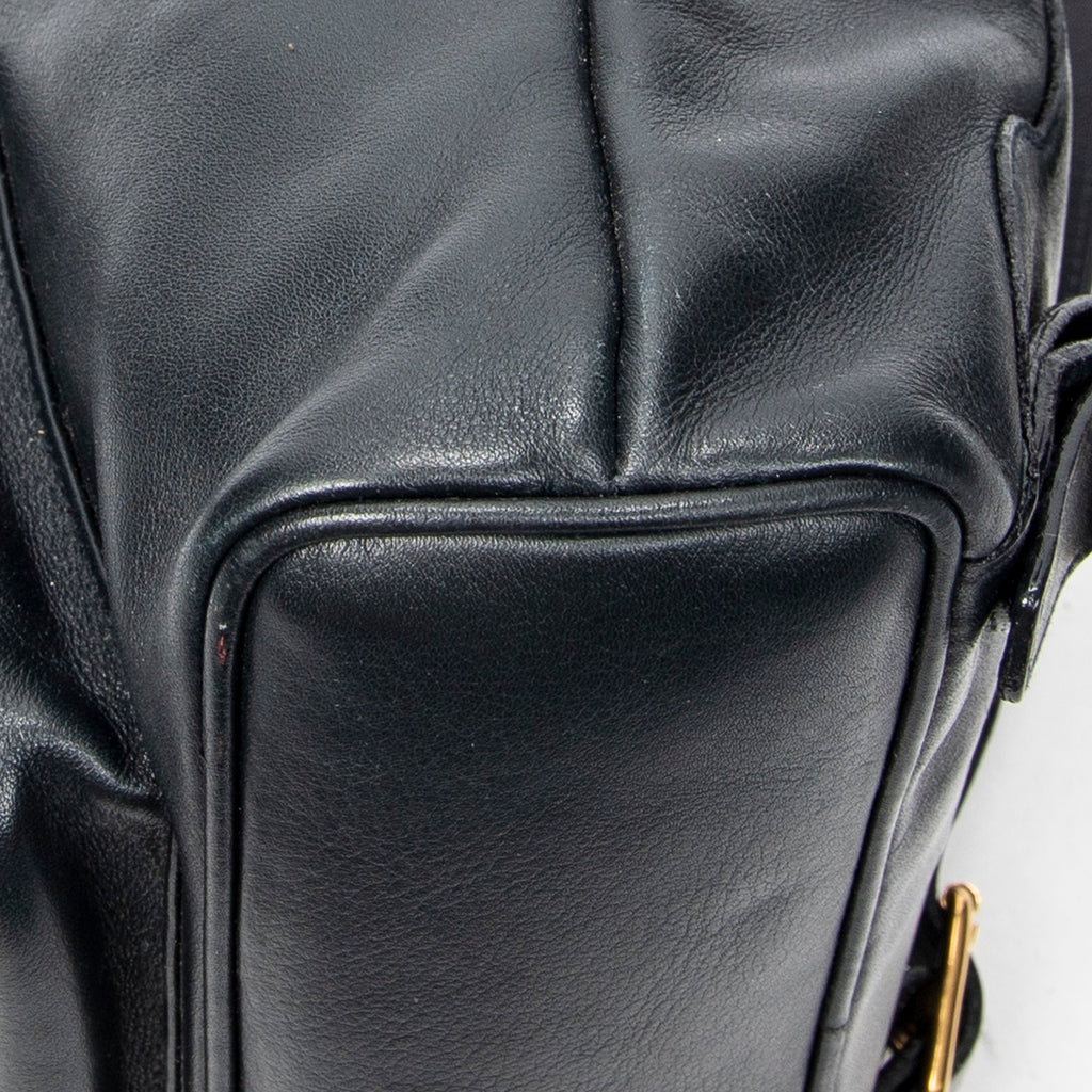 Backpack Mini Bamboo Backpack Navy Calfskin Leather