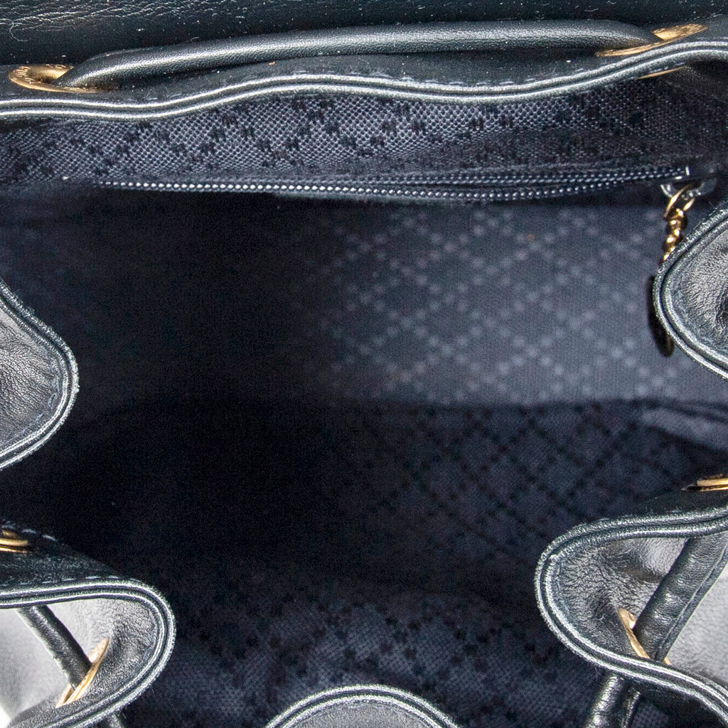 Backpack Mini Bamboo Backpack Navy Calfskin Leather
