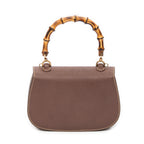 Shoulder Bag Small Bamboo Top Handle Flap Brown Calfskin Leather