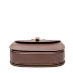 Shoulder Bag Small Bamboo Top Handle Flap Brown Calfskin Leather