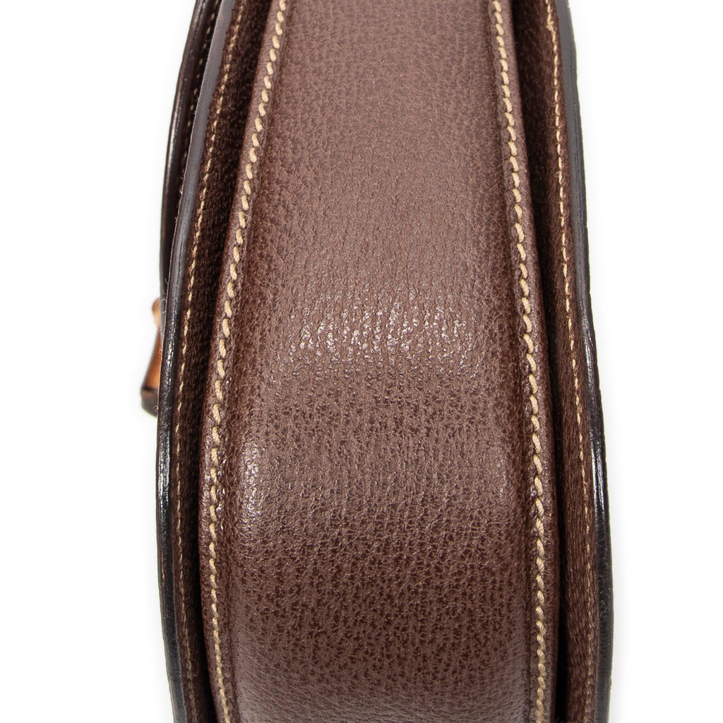 Shoulder Bag Small Bamboo Top Handle Flap Brown Calfskin Leather