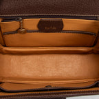 Shoulder Bag Small Bamboo Top Handle Flap Brown Calfskin Leather