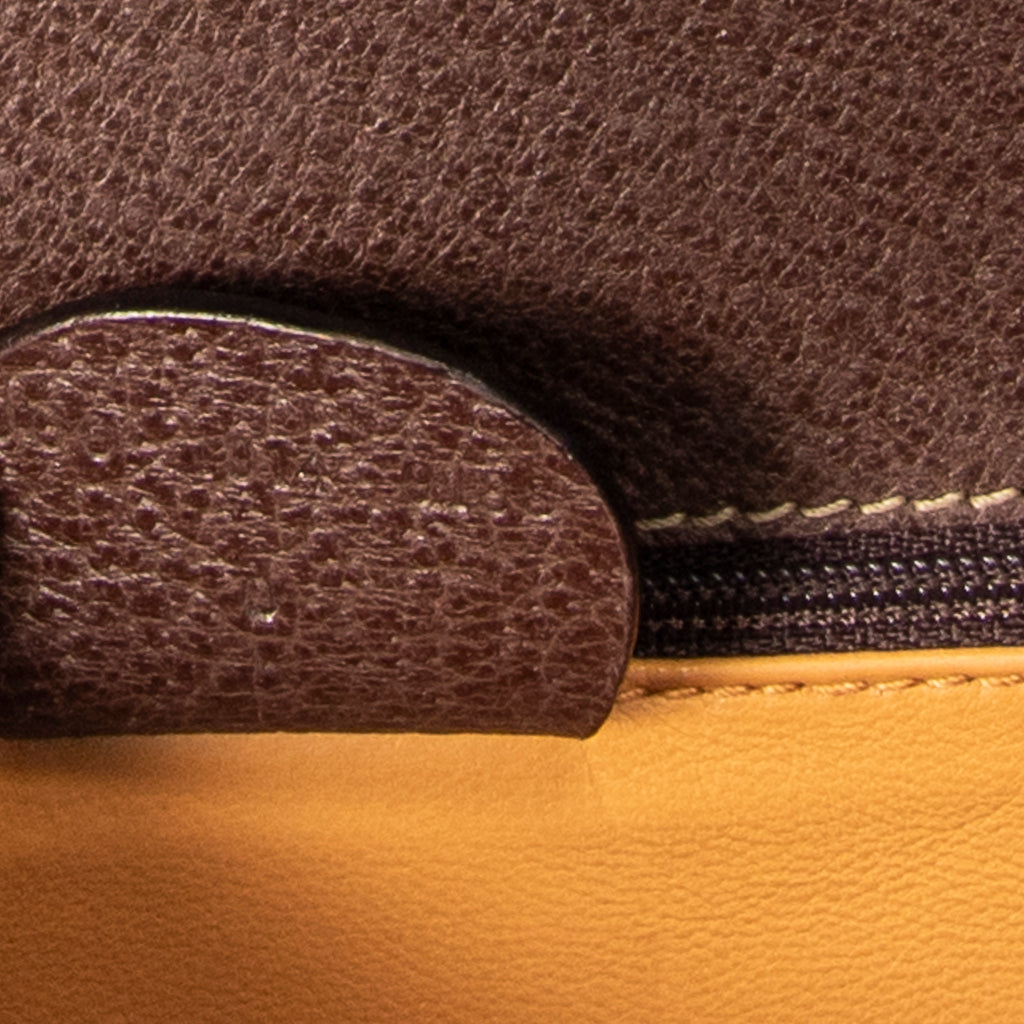 Shoulder Bag Small Bamboo Top Handle Flap Brown Calfskin Leather