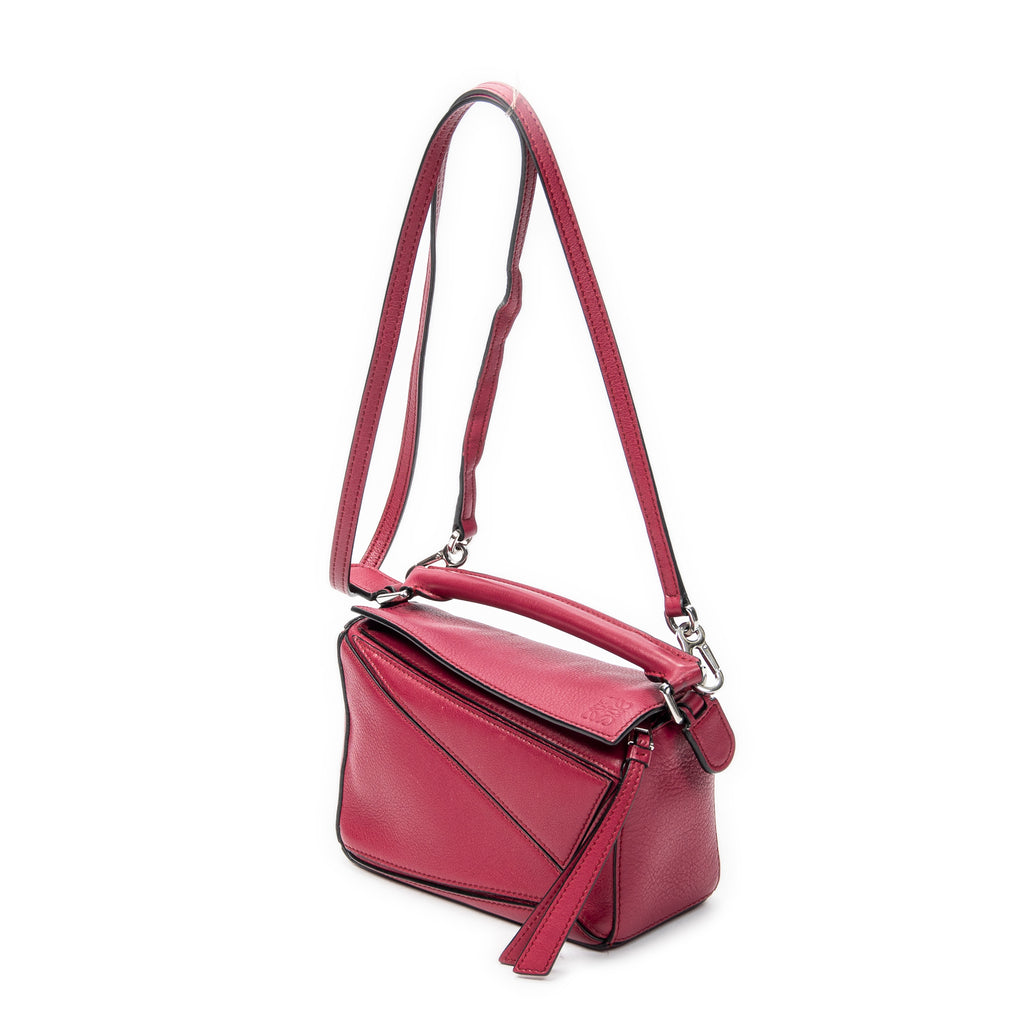 Shoulder Bag Mini Puzzle Bag Raspberry Pink Calfskin Leather