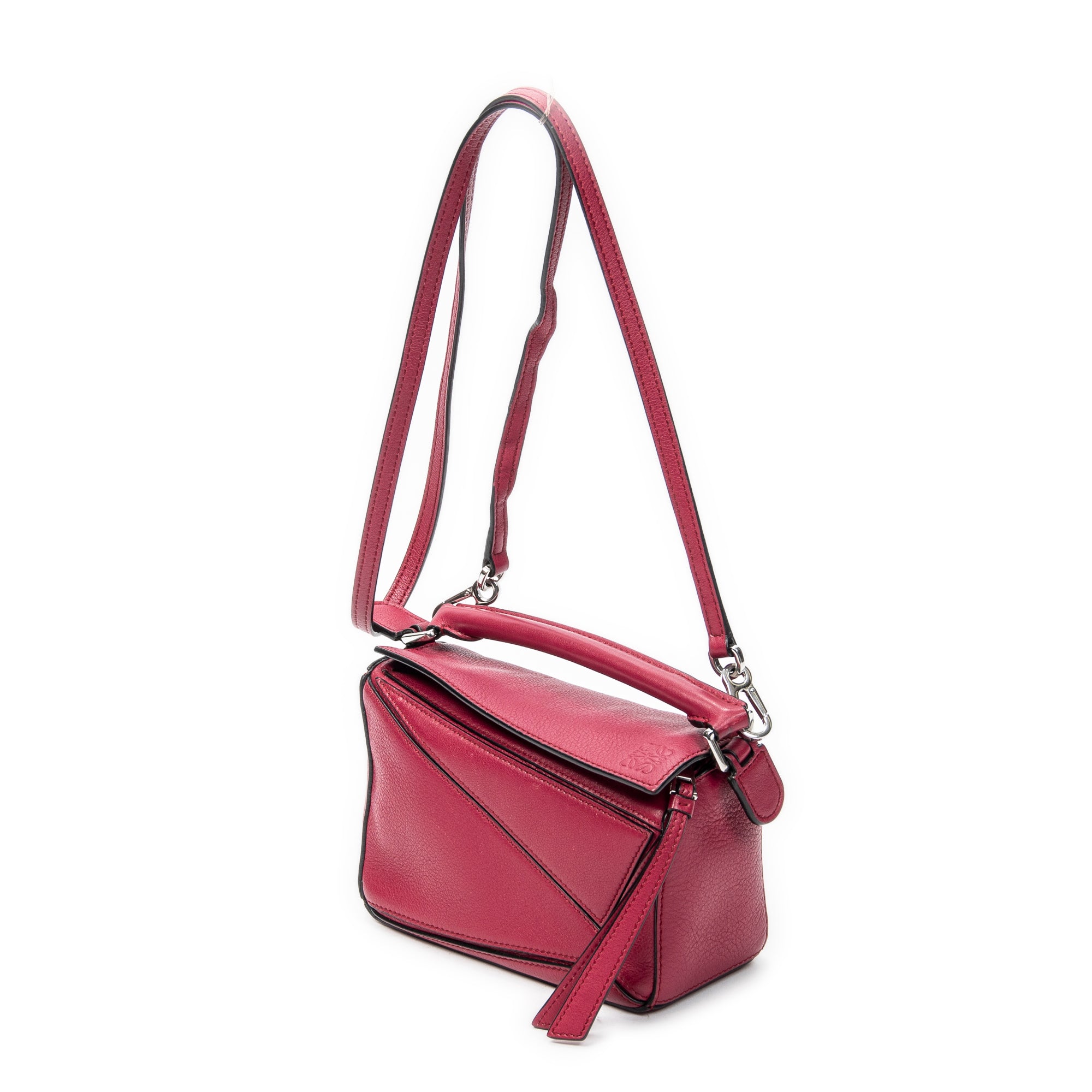 Shoulder Bag Mini Puzzle Bag Raspberry Pink Calfskin Leather