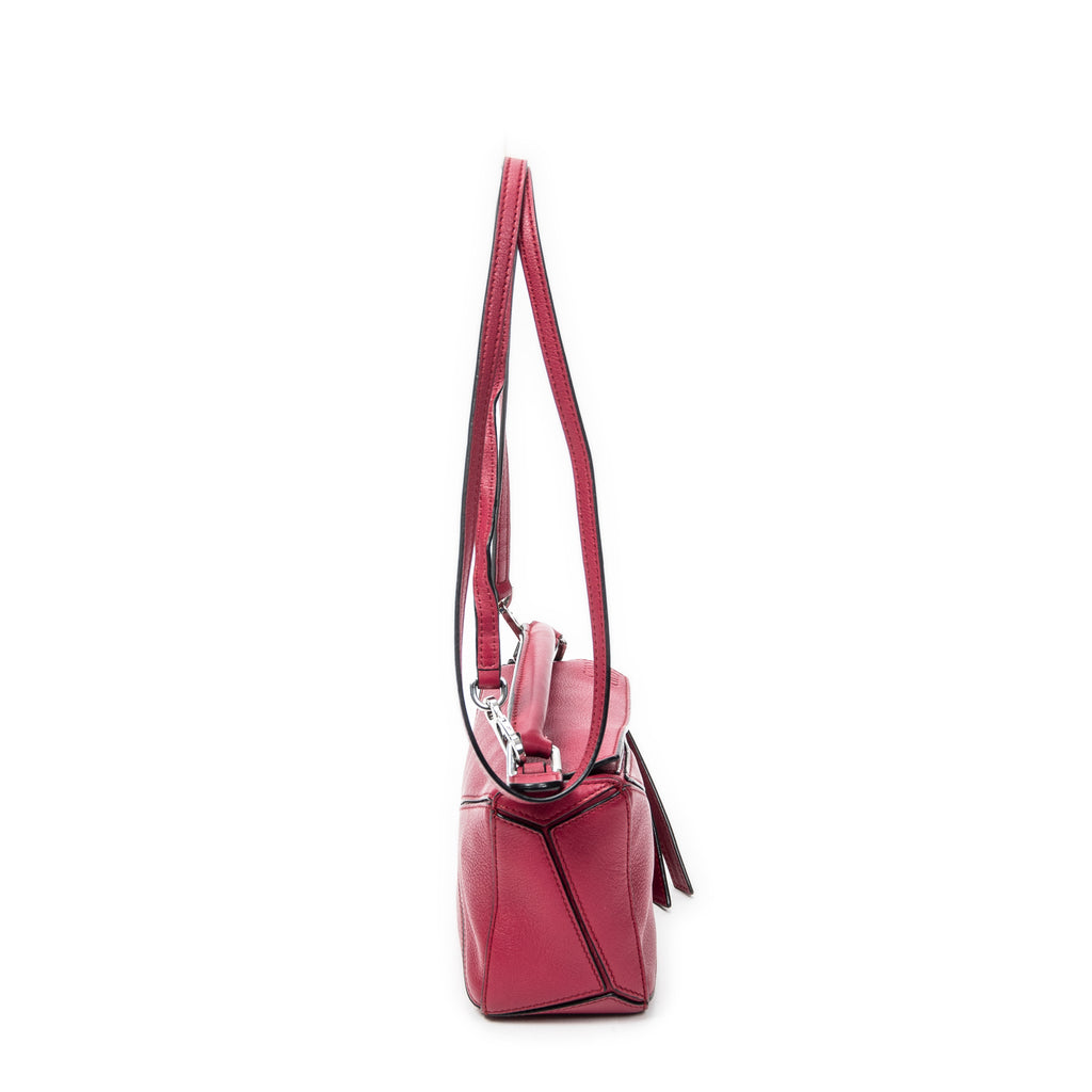 Shoulder Bag Mini Puzzle Bag Raspberry Pink Calfskin Leather