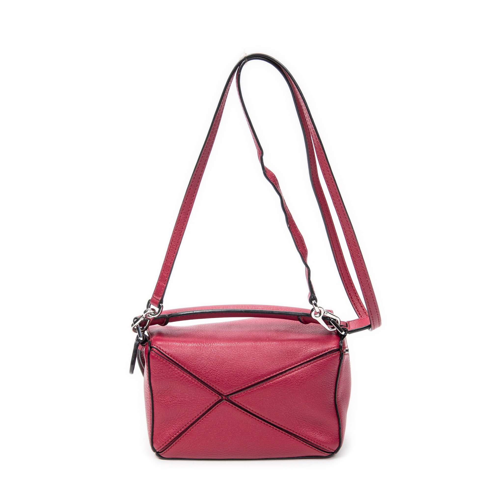 Shoulder Bag Mini Puzzle Bag Raspberry Pink Calfskin Leather