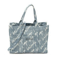 Shoulder Bag Medium Hardware Tote Light Blue Scribble Print Denim Canvas