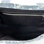 Shoulder Bag Medium Hardware Tote Light Blue Scribble Print Denim Canvas