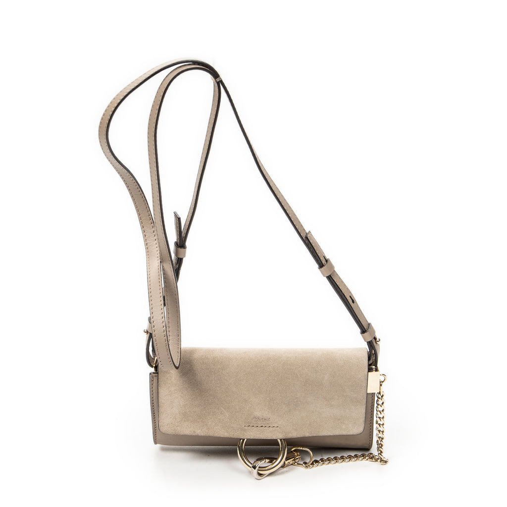 Shoulder Bag Mini Faye Taupe Calfskin Leather