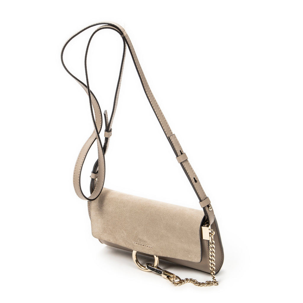 Shoulder Bag Mini Faye Taupe Calfskin Leather