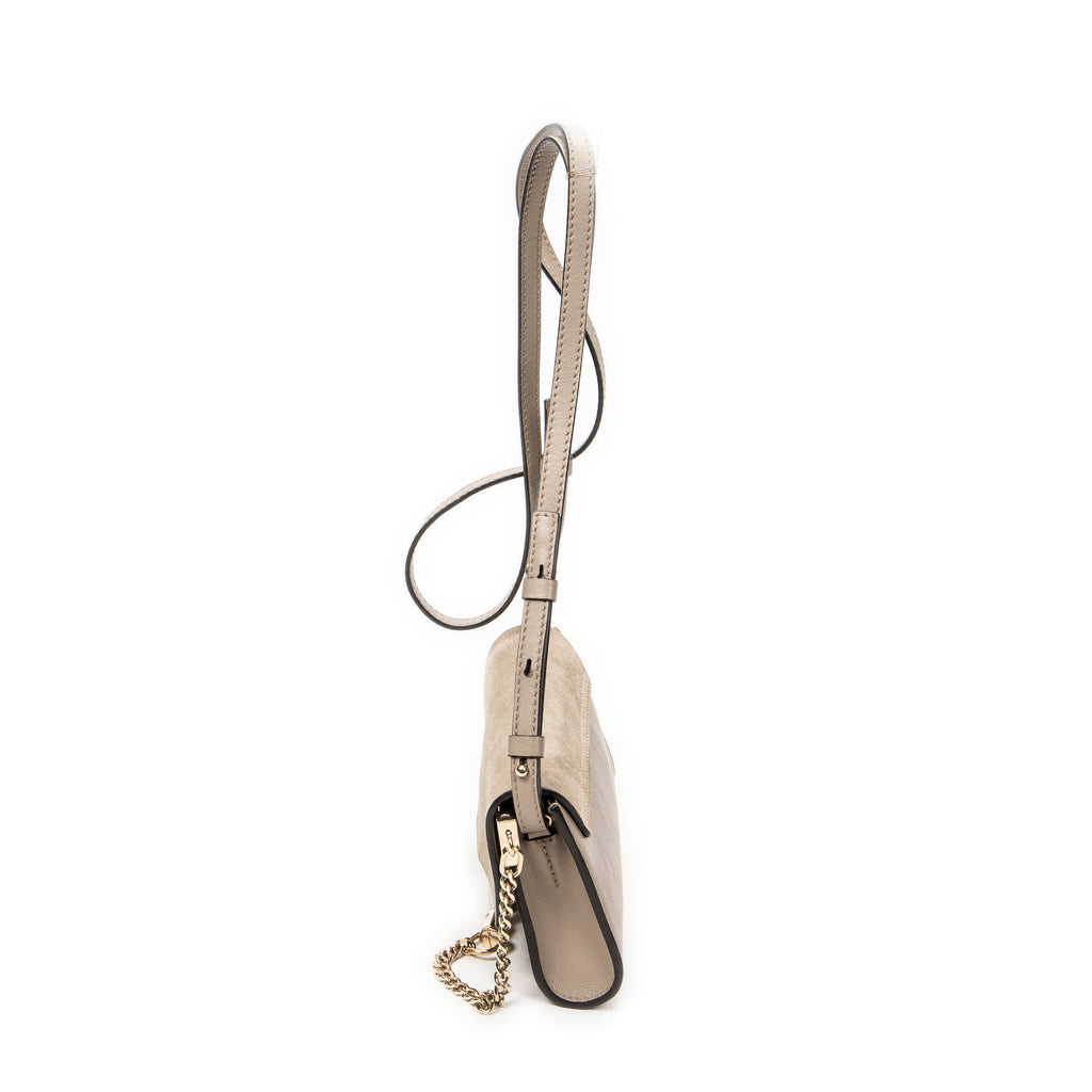 Shoulder Bag Mini Faye Taupe Calfskin Leather