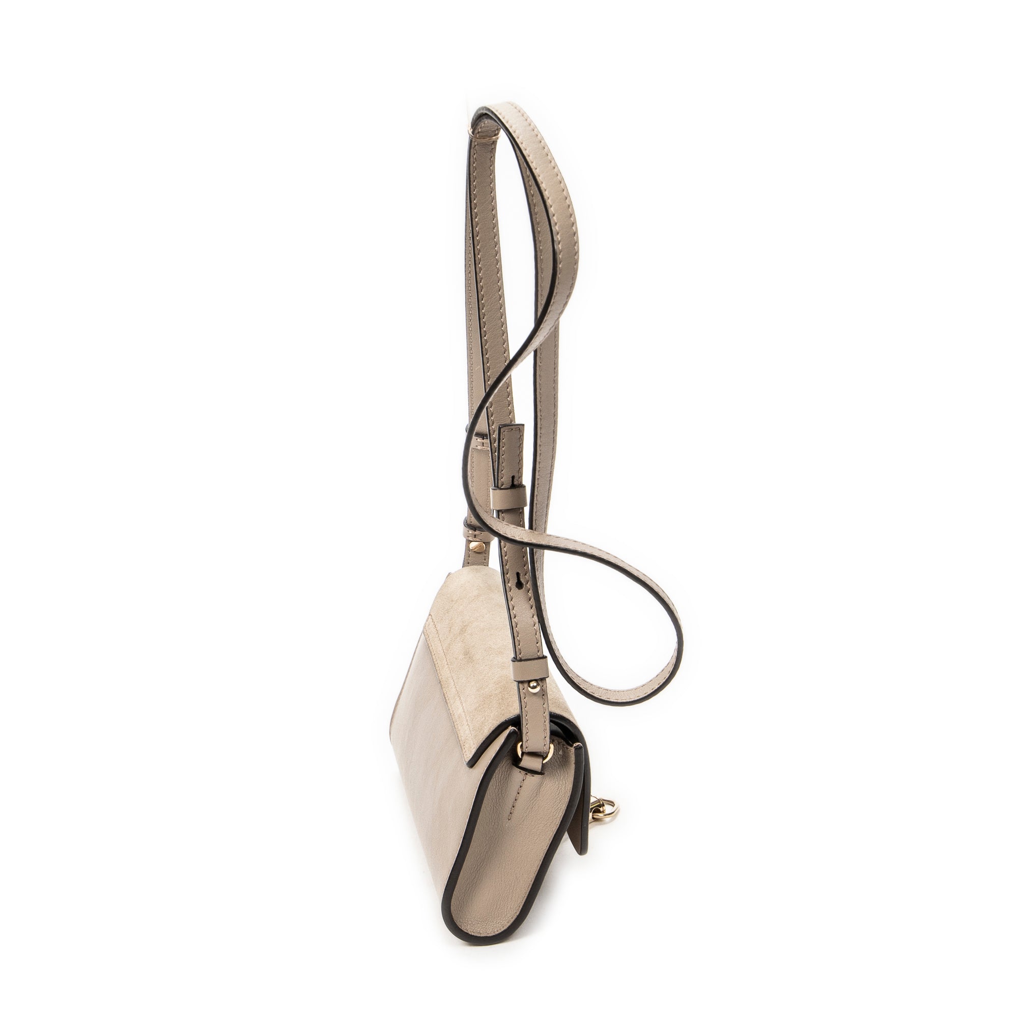 Shoulder Bag Mini Faye Taupe Calfskin Leather