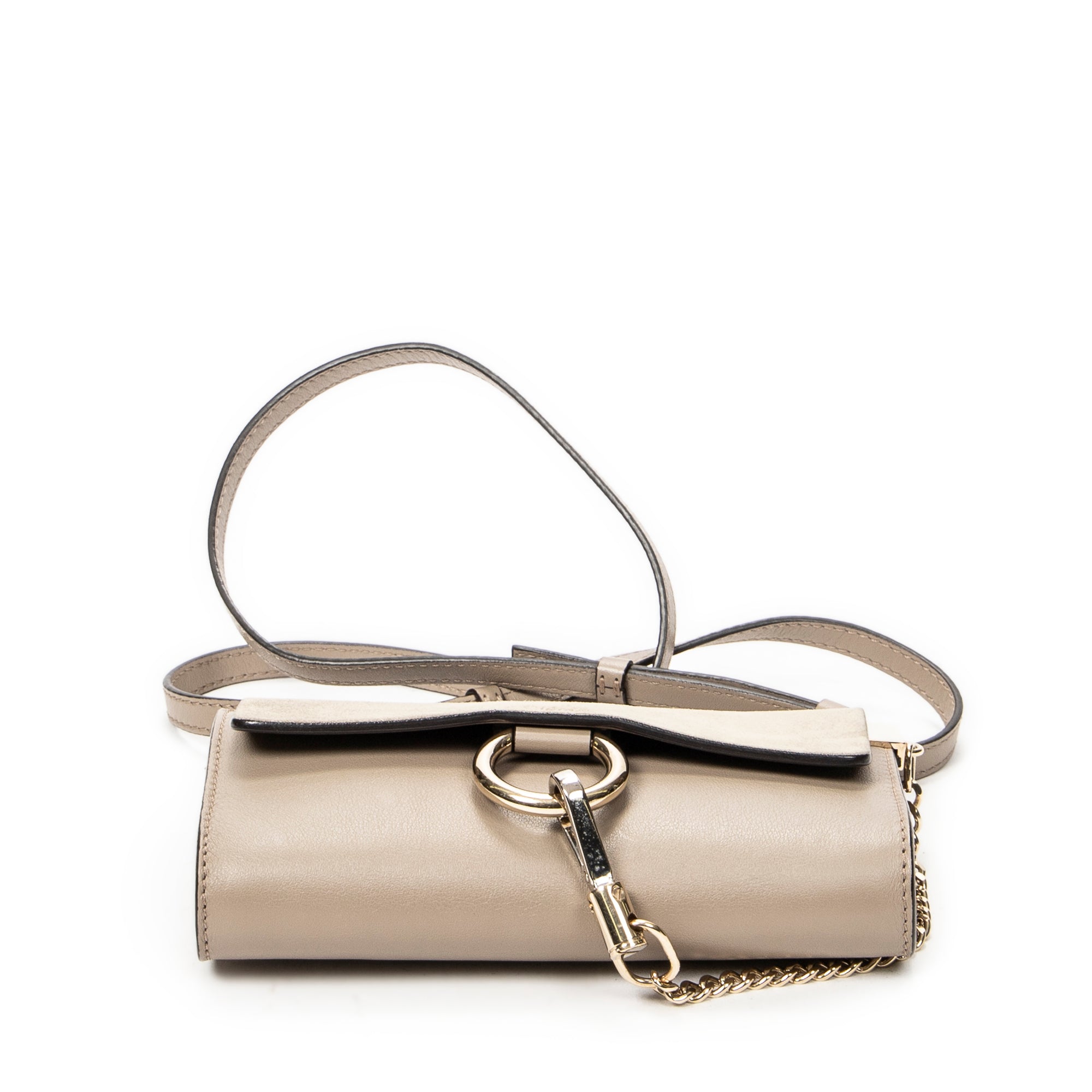 Shoulder Bag Mini Faye Taupe Calfskin Leather