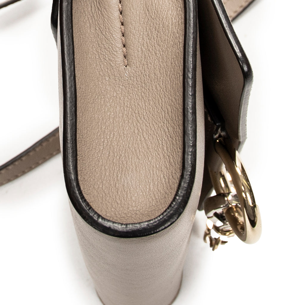 Shoulder Bag Mini Faye Taupe Calfskin Leather
