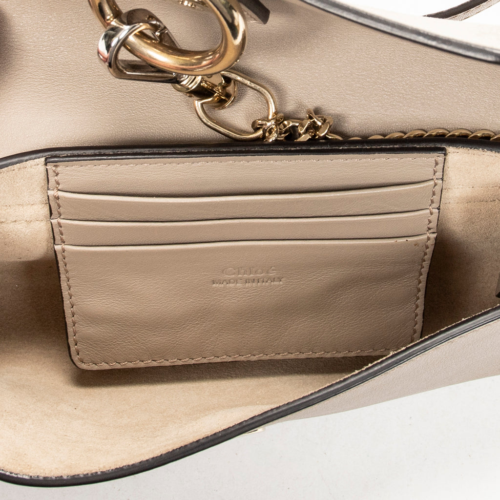 Shoulder Bag Mini Faye Taupe Calfskin Leather