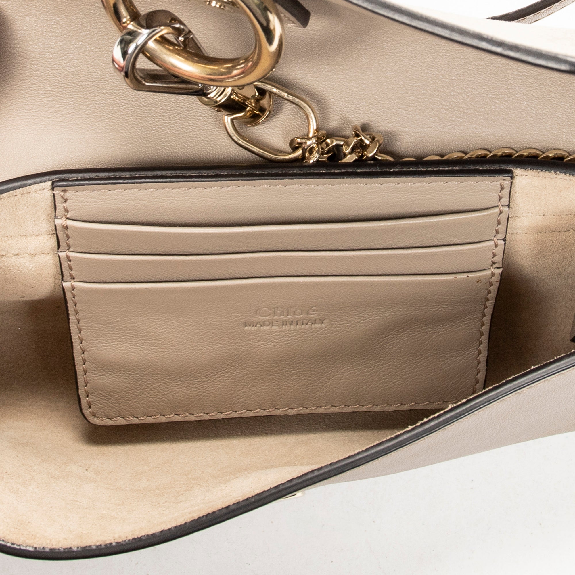 Shoulder Bag Mini Faye Taupe Calfskin Leather