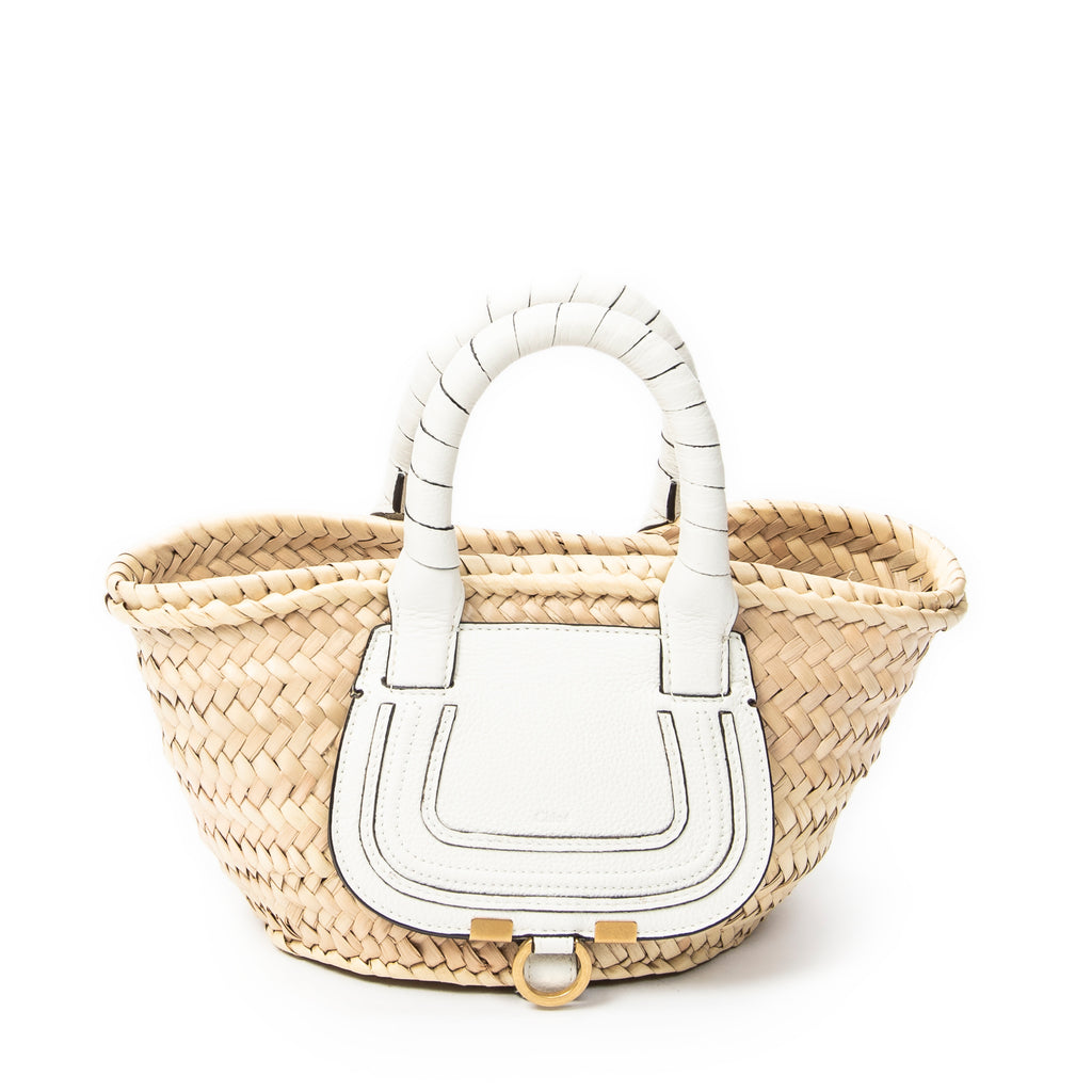 Shoulder Bag Mini Marcie Basket Natural Woven Raffia Canvas