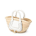 Shoulder Bag Mini Marcie Basket Natural Woven Raffia Canvas