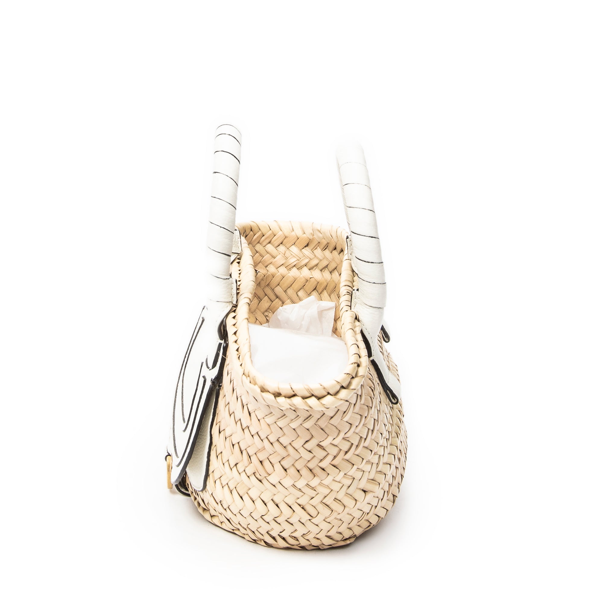Shoulder Bag Mini Marcie Basket Natural Woven Raffia Canvas