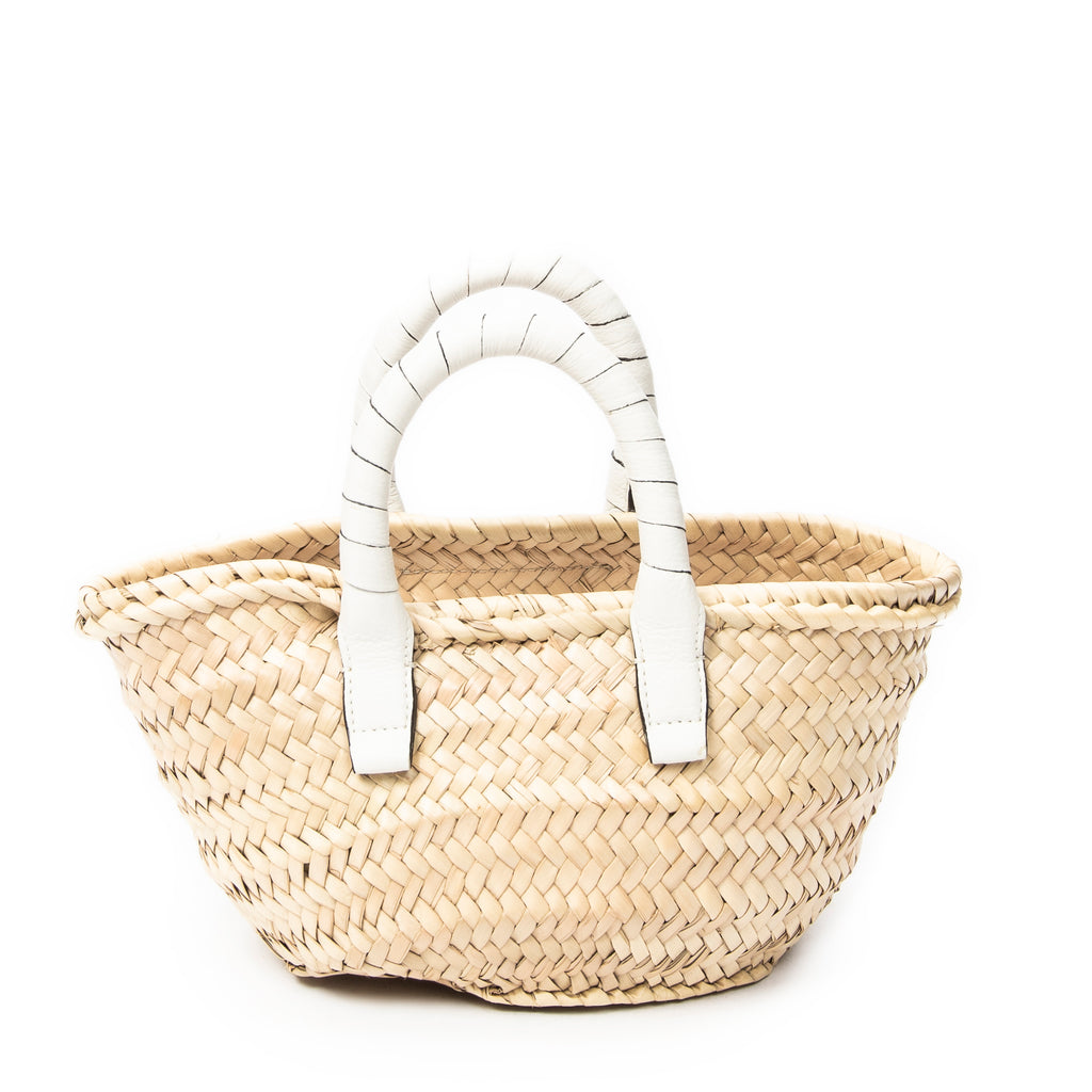 Shoulder Bag Mini Marcie Basket Natural Woven Raffia Canvas