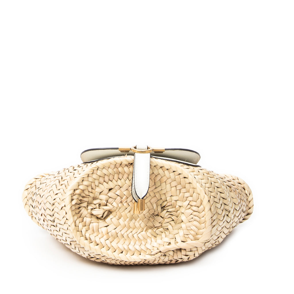 Shoulder Bag Mini Marcie Basket Natural Woven Raffia Canvas