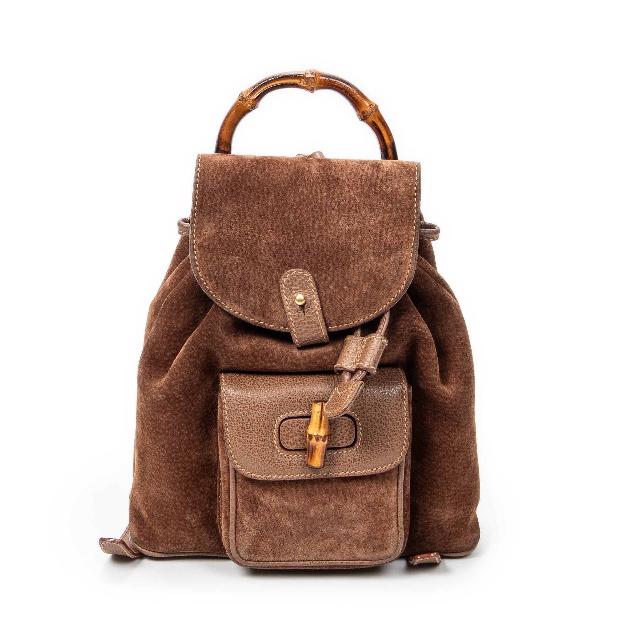 Backpack Mini Bamboo Backpack Brown Suede Leather