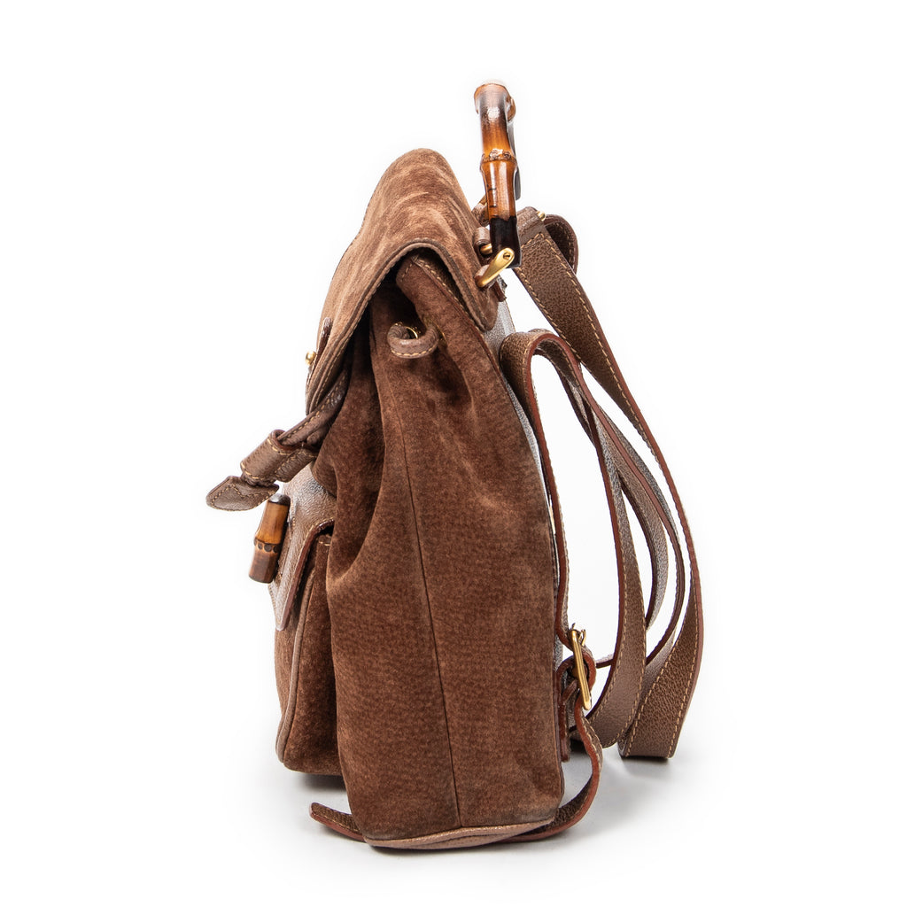 Backpack Mini Bamboo Backpack Brown Suede Leather