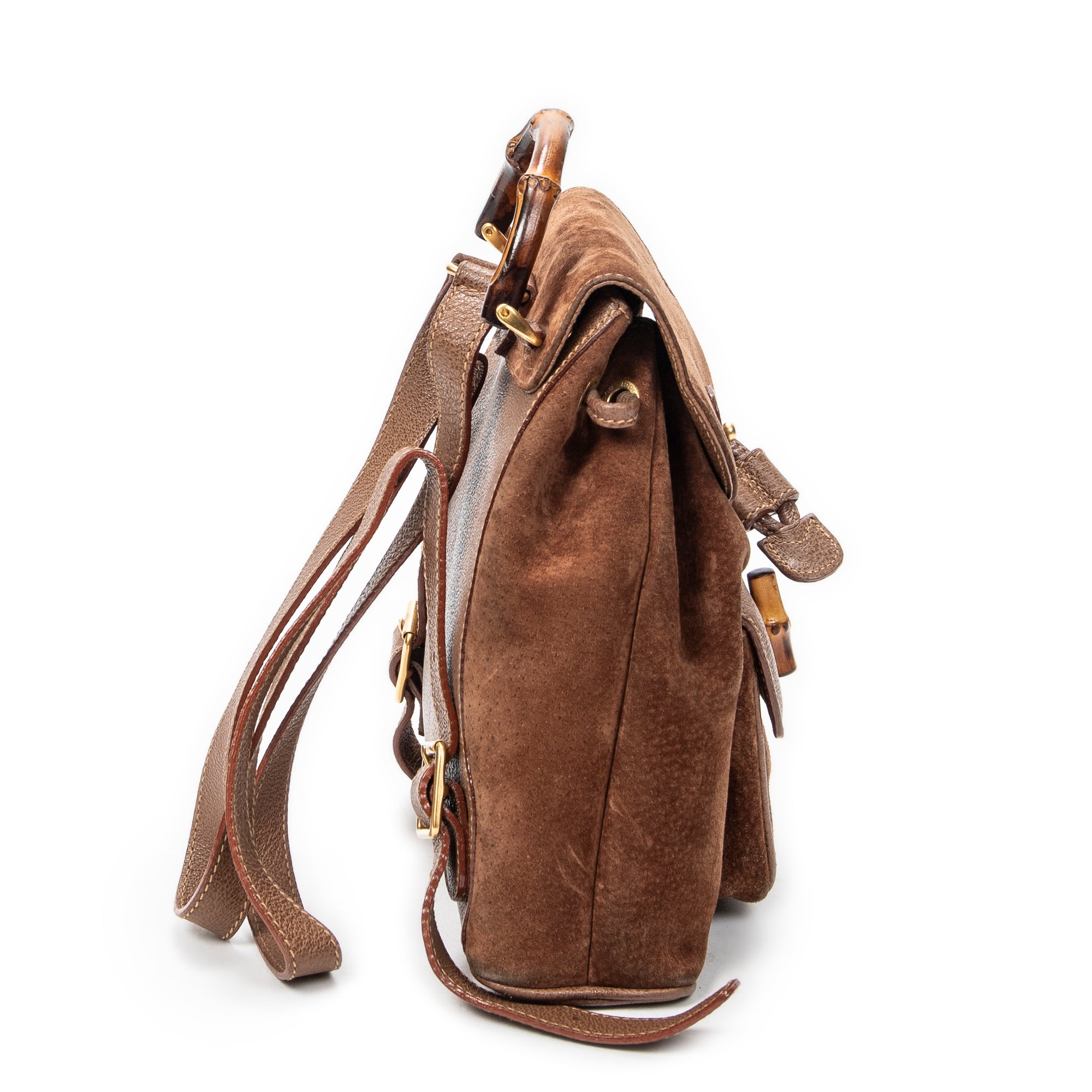 Backpack Mini Bamboo Backpack Brown Suede Leather