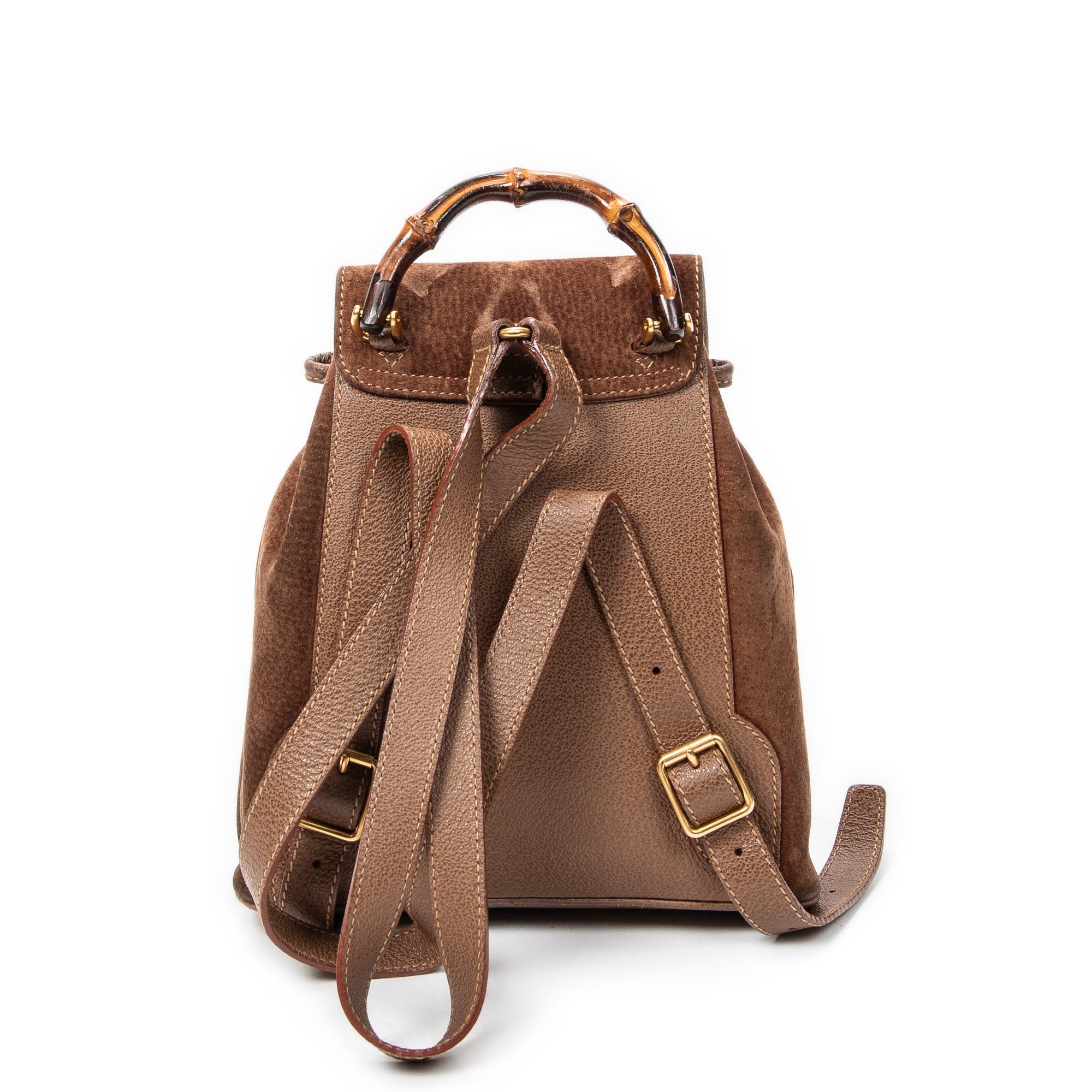 Backpack Mini Bamboo Backpack Brown Suede Leather
