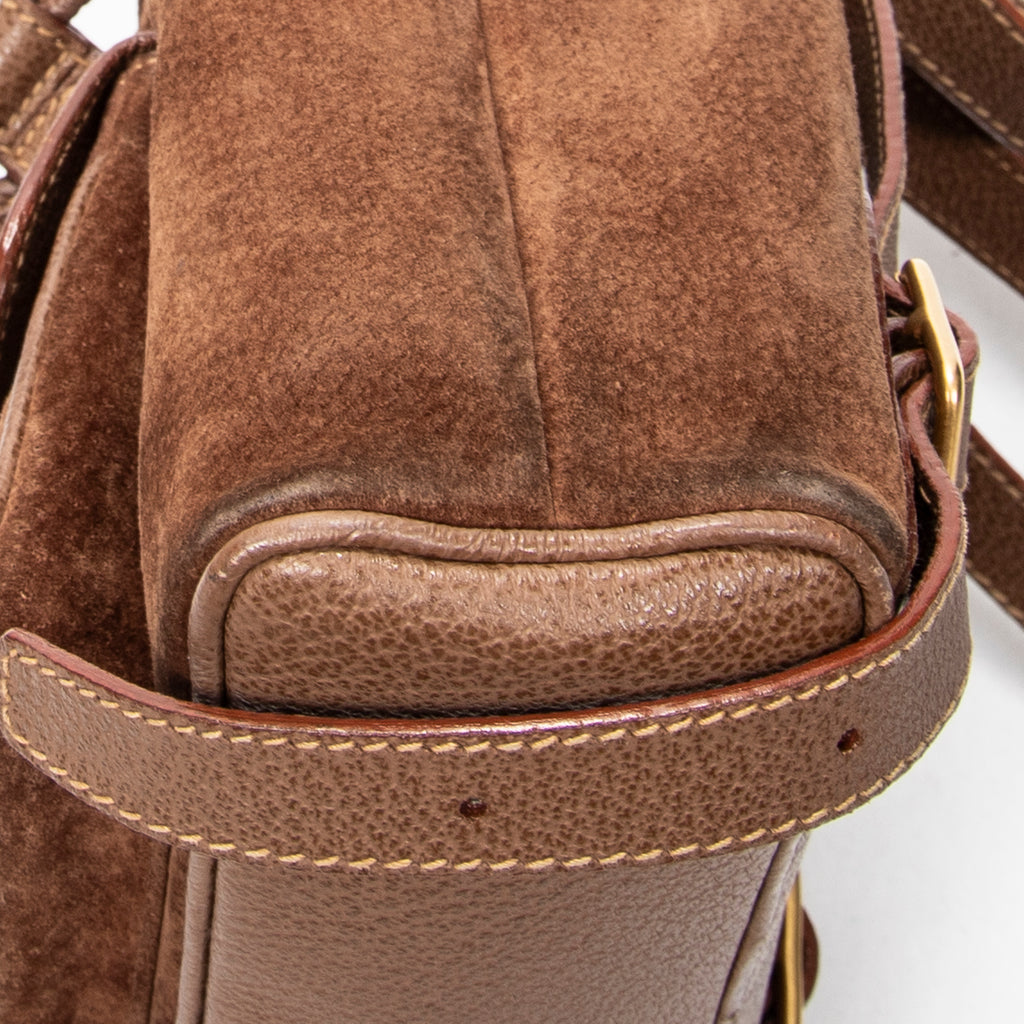 Backpack Mini Bamboo Backpack Brown Suede Leather