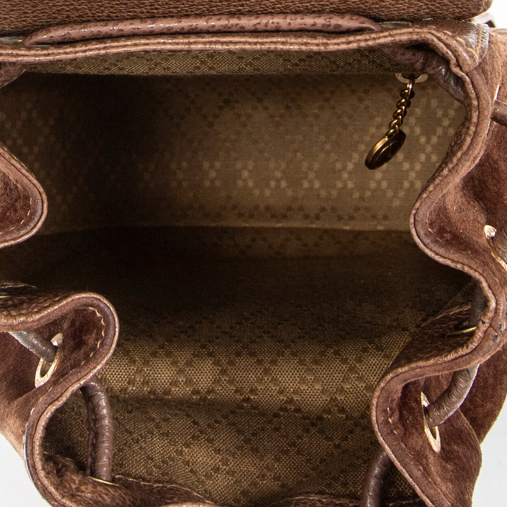 Backpack Mini Bamboo Backpack Brown Suede Leather